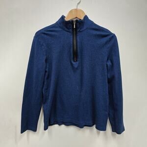 Hathaway Men's Blue 100% Pima Cotton 1/4 Zip Pullover Sweater Size M